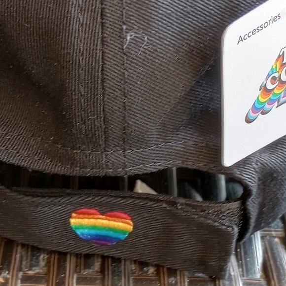 PRIDE HAT BLACK BASEBALL HAT RAINBOW HAT GAY PRIDE HAT NEW VELCRO ADJUST CLOSE - Picture 5 of 11